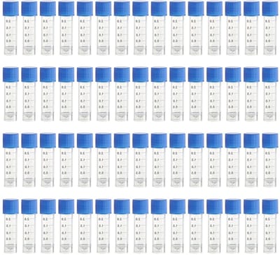60 Stuks 2ml Gefrierröhrchen met Deksel en Gegradueerde Markeringen, Plastic Cryotubes voor Laboratoriumgebruik, Monsters en Testen