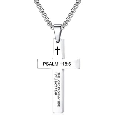 Christelijke Bijbelvers Kruis Hanger Ketting Roestvrij Staal Religieuze Schrift Gebed Sieraden Cadeaus