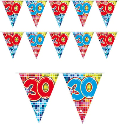 Leeftijd vlaggenlijn / slinger - 2x - 30 jaar - 3 meter - verjaardag feest versiering - mini vlaggetjes