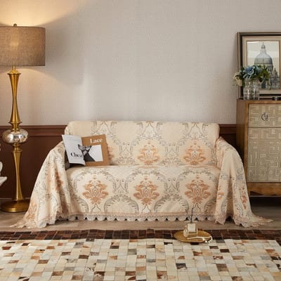Vintage Chenille Plaid Bankovertrek met Festonranden voor Zetel en Bank