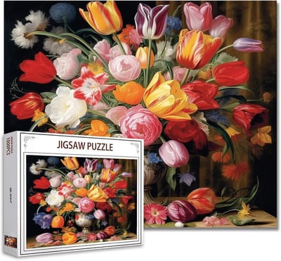 1000 Stukjes Legpuzzel Volwassenen: Tulpen Bloemen Stilleven, Uitdagend & Decoratief