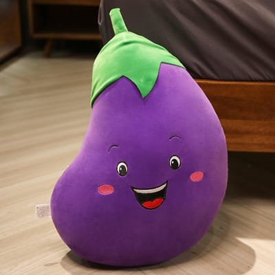 Super Zachte Groente Pluche Speelgoed Kawaii Wortel Aubergine Maïs Gevulde Kussen Poppen Zacht Katoen Cadeau voor Kinderen 30cm auberginekleur