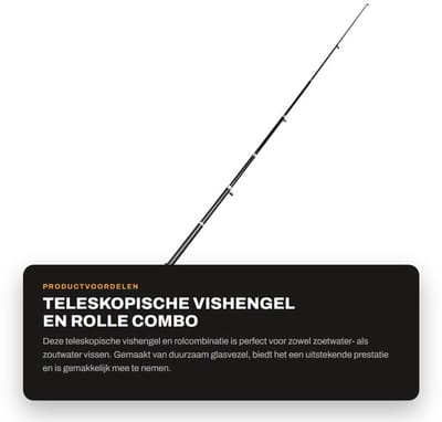 Dailygoods- Telescoophengel met Molen - Glasvezel Vishengel - Hengelsport - Zoetwater/Zoutwater - Lichtgewicht - Comfortabele Handgreep - Hengel