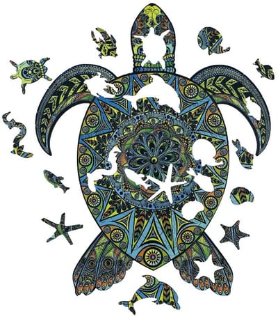 Tropische schildpad 29 x 36 cm - Houten puzzel (200 unieke stukjes)