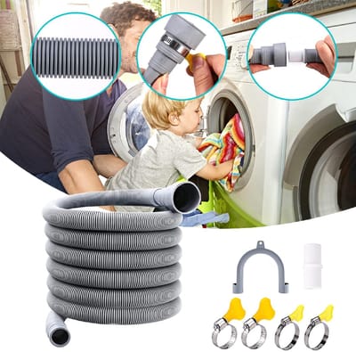 Dailygoods- Afvoerslang Ultra-Duurzaam - Afvoerslang Wasmachine - Afvoerslang Vaatwasser - Afvoerslang Droger - Afvoerslang Mobiele Airco - Flexibele 4m Slang - Afvoerbuis