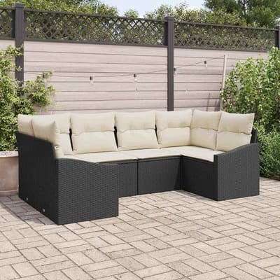 vidaXL Bankstel 6 st Zwart poly rattan