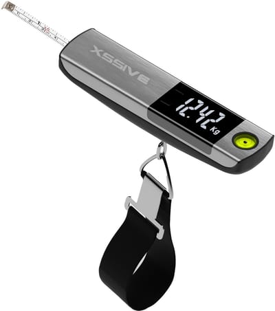 Xssive 2-in-1 Bagageweegschaal - Incl. Intrekbare Meetlint en Display - Kofferweegschaal met Weeghaak - Hang Weegschaal