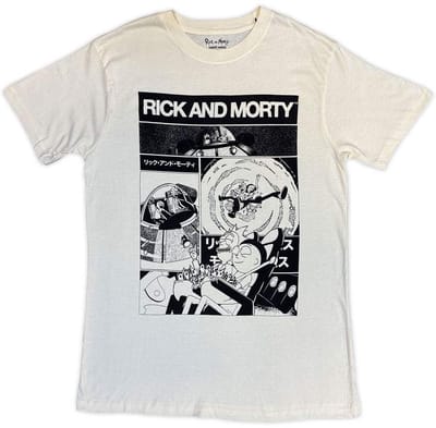 Rick And Morty - Black And White Collage Heren Tshirt - S - Creme