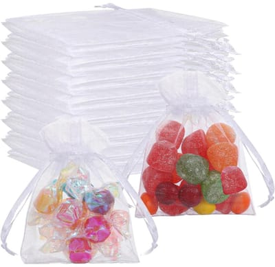 GELLDG 200 stuks Organza zakjes - 7 x 9 cm Organza zakjes - Compact - Gevulde zakjes - Sieradenzakjes met trekkoord - Handdoekzakjes - Geschikt voor bruiloften, Kerstmis, feestdagen, feesten