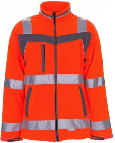 Planam Plaline H-vis softshell jack (5660) - Fluor oranje | Grijs - 4XL
