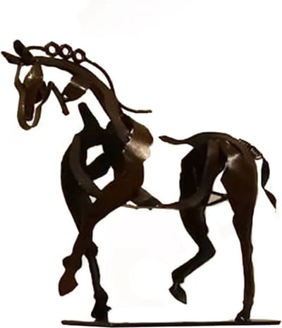 Metaal Drie-Dimensionale Opengewerkte Adonis Paard Sculptuur - Elegante Bureau Decoratie | Paard Sculptuur | Interieur Decoratie
