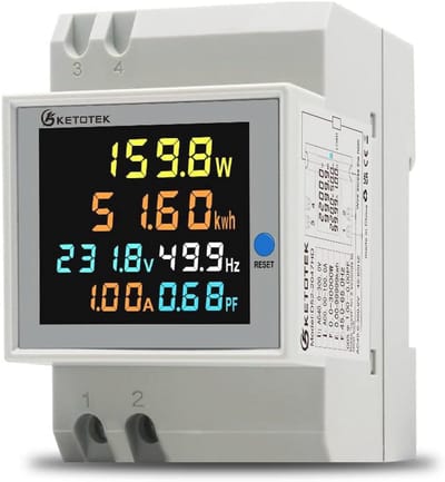 Digitale Stroommeter 6 in 1 - KWH Meter en Voltmeter met LCD Scherm