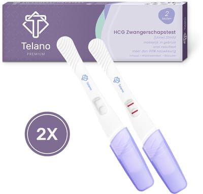 Telano Zwangerschapstest Premium 2 Stuks Midstream - Zwangerschapstesten Optimale Gevoeligheid - Brede Absorberende Strip