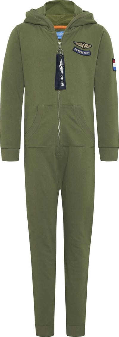 Wick Wings Forest Green Pilot Onesie 100% katoen slaapmasker nekkussen mt 146/152