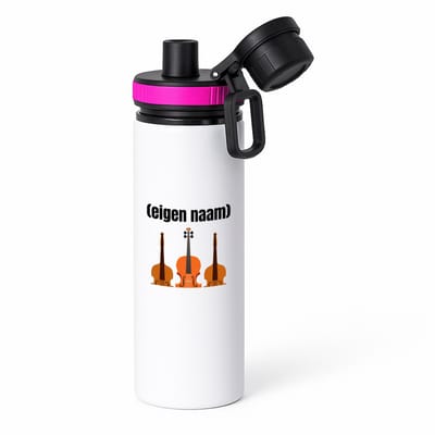 Hacebo® - 3 violen waterfles met draaidop roze - Viool - muziek liefhebbers - met eigen naam - de echte viool liefhebber - cadeau - kado - water fles - 850ML
