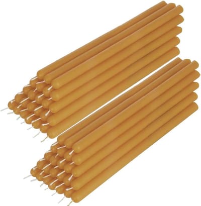 Gele Bijenwas Tafelkaarsen - Handgemaakt en Roetvrij - 21cm - 50x - Druppelkaarsen beeswax candles