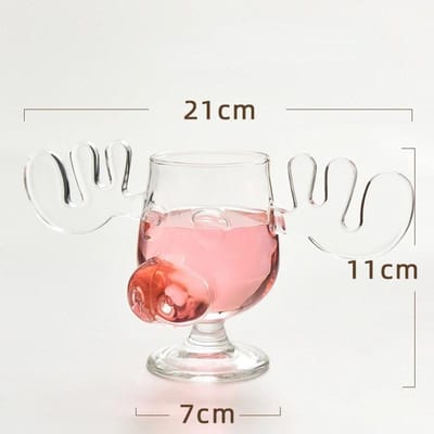 Creatief Glas met Hertenhoorn, Mok met Rendier Varkensneus van Hoog Borosilicaatglas, Whiskey Wijnglas, Melk Koffiekopjes, Kerstcadeau 201-300ml beige