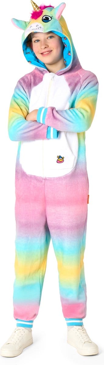 OppoSuits Eenhoorn Onesie Kids - Unisex - Unicorn Fleece Jumpsuit - Carnavalskleding - Dieren Verkleedpak Voor Kinderen - Multicolor - Maat: XL - EU158/164 - 14-16 Jaar
