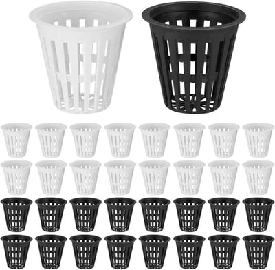 longziming - Kweekpot - Set Van 50 Hydrocultuur Plantmandjes - Kweekbakken - Kunststof Bloempot - Kunststof Netpotten Voor Binnen Tuin, Kweekbak En Hydrocultuur Systeem - Zwart+Wit
