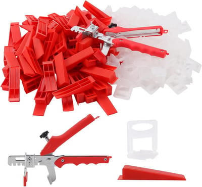 Tegel Nivelleringssysteem - Tegelzet Gereedschap - Strakke Tegelplaatsing - Compleet 701-delig - 3 mm Dikte - Rood Wit
