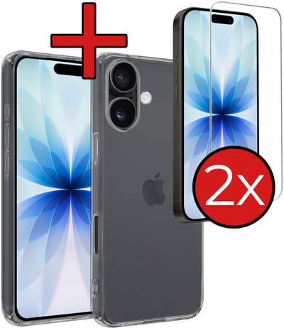 Hoesje - Met 2x Screenprotector - Geschikt voor Apple iPhone 17 - Sterk & Shockproof - Telefoon Hoes - Back Cover - Siliconen Case - Telefoonhoes - Transparant