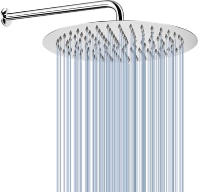 Regendouchekop met Verlengarm van RVS, Hoge Doorstroom, Rond Ontwerp voor Luxe Badkamer (30cm Douchekop met 38cm Verlengarm)