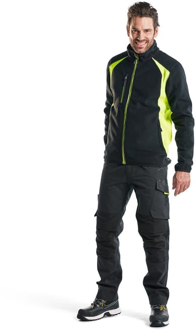 Blaklader Service werkbroek met stretch zonder spijkerzakken 1495-1330 - Zwart/High Vis Geel - C146