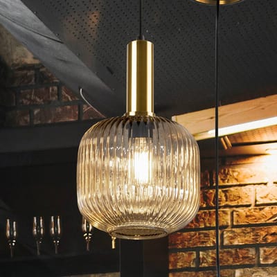 Schuller Valencia Hanglamp Norma, Ø 20 cm, zwart/oranje, glas, E27