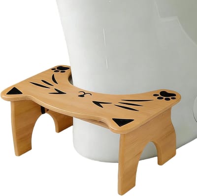 Toiletkruk - Hurkstoel Voetenbank - Badkamer Comfort - Opvouwbaar Ontwerp - 7 Inch Hoogte - Houtkleur