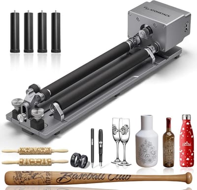 ATOMSTACK R6 Rotary Roller - met 4 Hefboomvoetjes - Y-as Grafeermodule - voor Cilindrische Voorwerpen en Ringen - Laser Rotatieroller - Laser Rotatie Roller - Accessoires voor lasergraveermachines