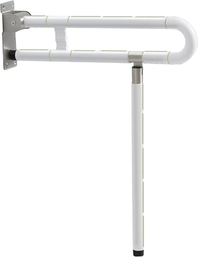 Wandsteungreep Toilet - Handgreep Senioren - Veiligheid Thuis - Inklapbaar Met Benen - 60 cm - Wit