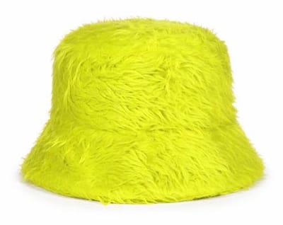 Bucket Hat Pluche Bont - Geel - Vissershoedje - Volwassenen - One Size - Unisex