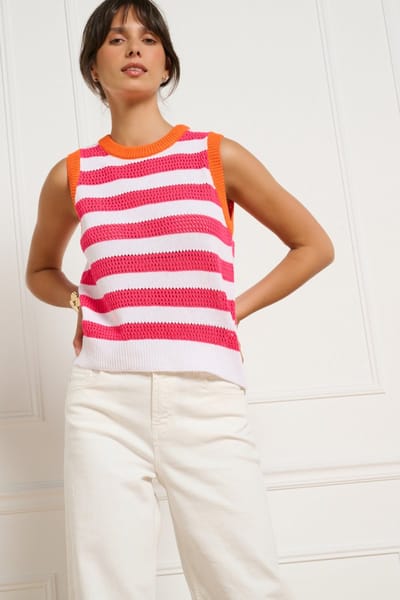 LolaLiza Top T Debstri 02200583 Fuchoia/white/or Dames Maat - M