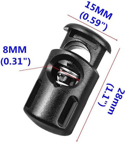 Zwarte Koordstoppers - 6 stuks - Bevestigingsclip - Veer - Geschikt voor koord tot 5 mm dik - Perfect voor Kleding - DIY-projecten - Reizen - Duurzaam ABS-plastic - Bagage - Schoenveters - Kleding - Trekkoorden - Hoodies - Tenten