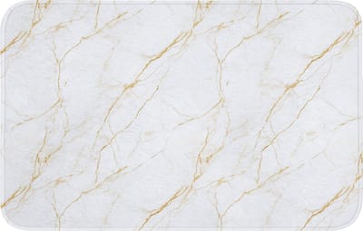 Badmat 80x50 cm - Antislip - Wit - Marmer - Goud - Luxueus - Badmatten voor badkamer - Badkamermat - Douchemat - Badkamer mat