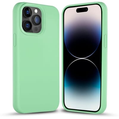 Coverzs Solid silicone case geschikt voor Apple iPhone 14 Pro (mint) - iPhone 14 Pro hoesje groen mint - iPhone 14 Pro case geschikt voor Apple - Luxe siliconen hoesje met 3-laags bescherming