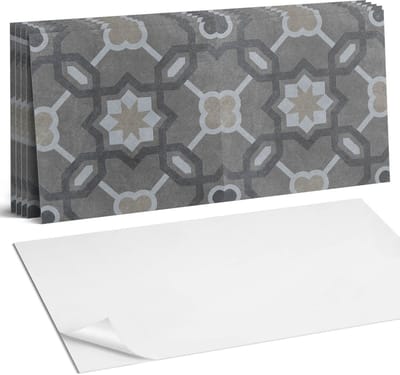 Coloray Plaktegels - Geometrisch tegelpatroon Wandtegel Zelfklevend - 60 cm x 30 cm - Grijs Plaktegels - 6 stuks - Rechthoek PVC Tegels - Plaktegels Keuken - Zelfklevende Vloertegels Badkamer - Vinyl Tegels Zelfklevend - Zelfklevende Wandtegels