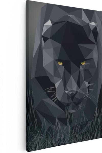 Artaza Canvas Schilderij Zwarte Panter - 20x30 cm - Klein - Wanddecoratie Dieren - Muurdecoratie Jungle - Kamer Accessoires
