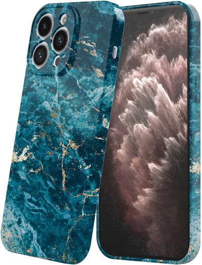 Smartphonica Telefoonhoesje Geschikt voor iPhone 11 Pro Max met Blauw Goud Marmer Opdruk - Flexibel Softcase TPU - Backcover Case Blue Gold Marble Design geschikt voor iPhone 11 Pro Max