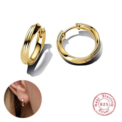 Oorbellen - oorringen - 925 sterling zilver - goudkleurig - klapsluiting - gedraaid - twisted