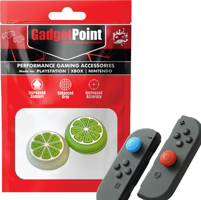 Gadgetpoint - Thumb Grips voor Nintendo Switch Joy-Con Controllers - Gaming Thumbgrips - Performance Anti-Slip Thumbsticks - Bescherming Accessoires - Fruit - Groen/Wit