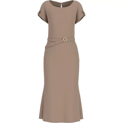 Guess Dalia Belted Jurk Beige XS Vrouw