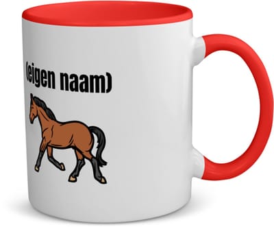 Akyol - rennend paard met eigen naam koffiemok - theemok - rood - Paarden - dieren liefhebber - iemand die houdt van paarden - verjaardag - cadeau - kado - geschenk - 350 ML inhoud