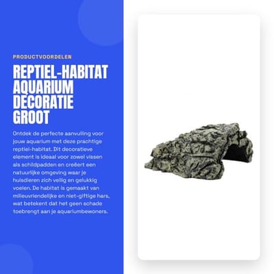 Aquarium Decoratie - Milieuvriendelijk Hars - Verstopplek voor Schildpadden - Natuurlijke Rot - Veilig Klimgedeelte - Schokbestendig - Aquariumdecoratie