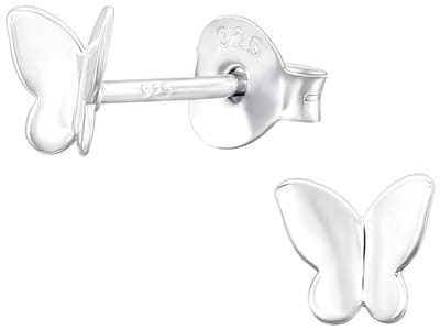 Joy|S - Zilveren vlinder oorbellen - 5.4 x 5 mm - fladderend vlindertje oorknoppen - kinderoorbellen
