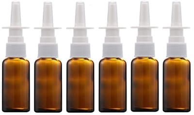 Dailygoods- Neussprayfles 20ml - 6 Stuks - Amber Glas - Herbruikbaar - Vernevelaar - Lichtgewicht - UV-bescherming - Sprayfles