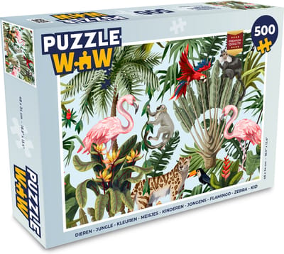 Puzzel Jungle - Dieren - Meisjes - Kinderen - Jongens - Flamingo - Papegaai - Legpuzzel - Puzzel 500 stukjes