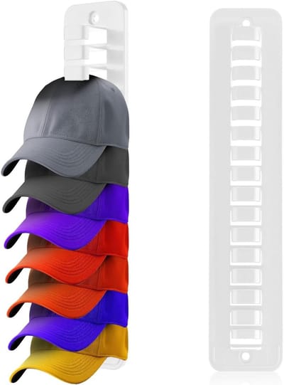Hoedrek voor aan de muur, zelfklevende hoedenhouder voor baseball caps, praktische hoedopberger en opbergoplossing voor deur en kast (Wit)