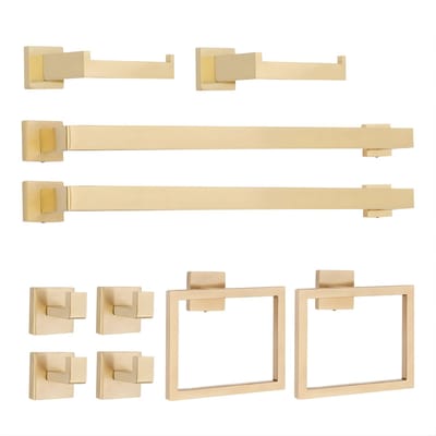 Badkamer Accessoires Set 10-delig – Handdoekrek Set – RVS – Wandmontage – Voor Badkamer en Hotel – Goud