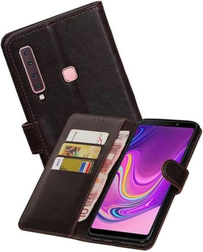 Zakelijke Book Case Telefoonhoesje Geschikt voor de Samsung Galaxy A9 2018 - Portemonnee Hoesje - Pasjeshouder Wallet Case - Mocca